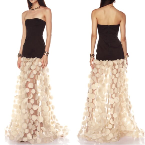 BEST Bronx and Banco Harper Strapless Black and Beige Gown Maxi Dress - Picture 1 of 15